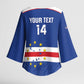 Cape Verde Football Custom Kimono Sleeve Blouse Come On Tubaroes Azuis Shark