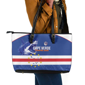 Cape Verde Football Leather Tote Bag Come On Tubaroes Azuis Shark - African Pride