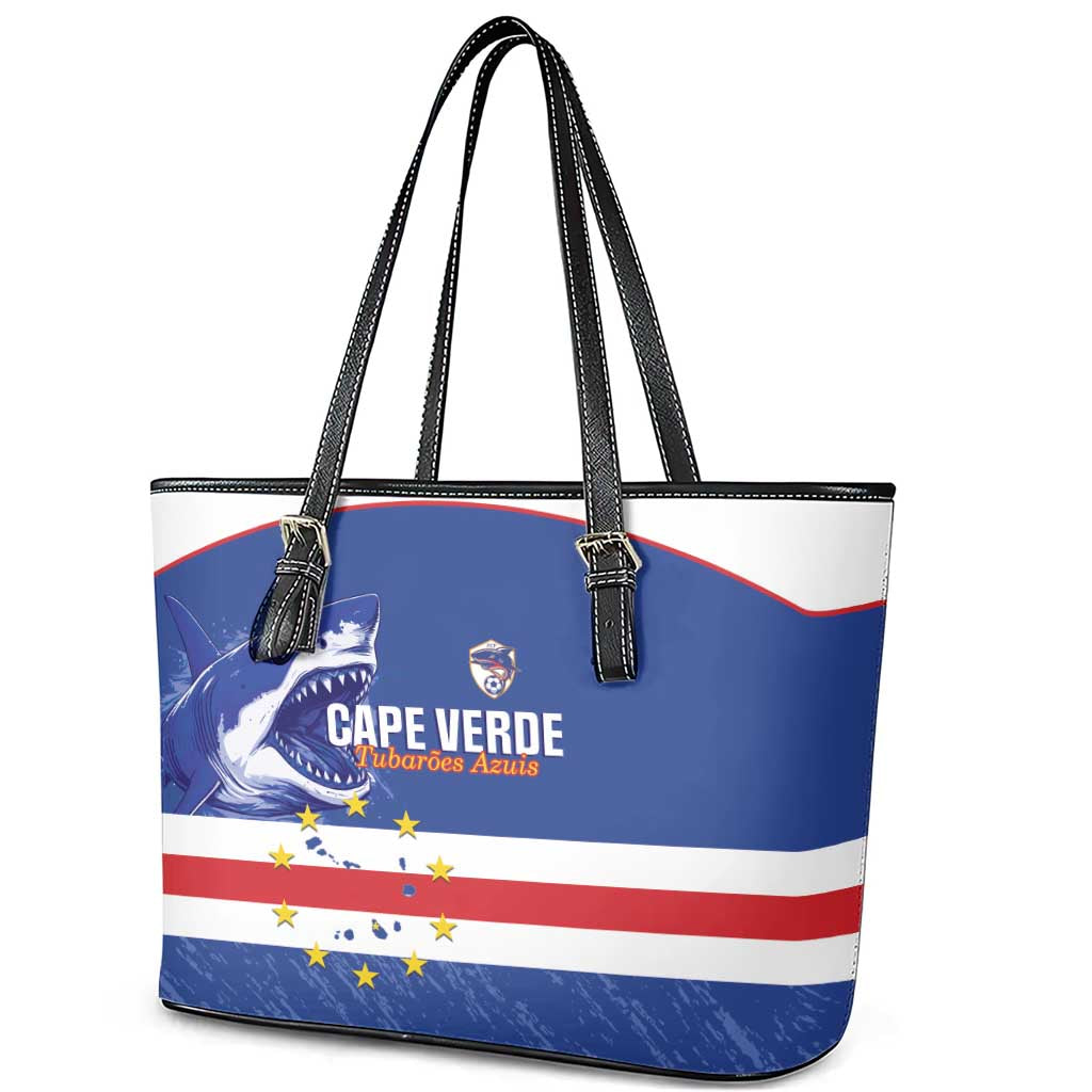 Cape Verde Football Leather Tote Bag Come On Tubaroes Azuis Shark - African Pride