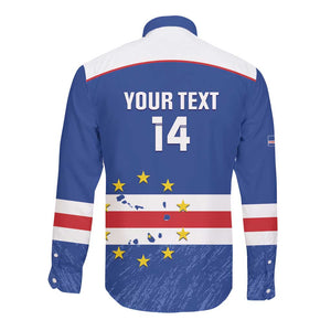 Cape Verde Football Custom Long Sleeve Button Shirt Come On Tubaroes Azuis Shark - African Pride