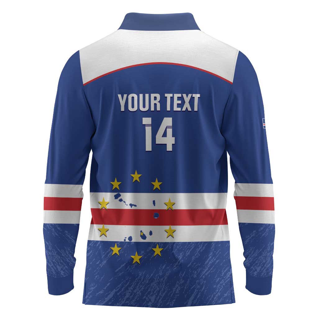 Cape Verde Football Custom Long Sleeve Polo Shirt Come On Tubaroes Azuis Shark - African Pride