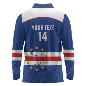 Cape Verde Football Custom Long Sleeve Polo Shirt Come On Tubaroes Azuis Shark - African Pride