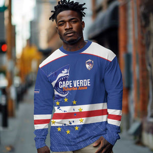 Cape Verde Football Custom Long Sleeve Shirt Come On Tubaroes Azuis Shark - African Pride