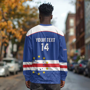 Cape Verde Football Custom Long Sleeve Shirt Come On Tubaroes Azuis Shark - African Pride