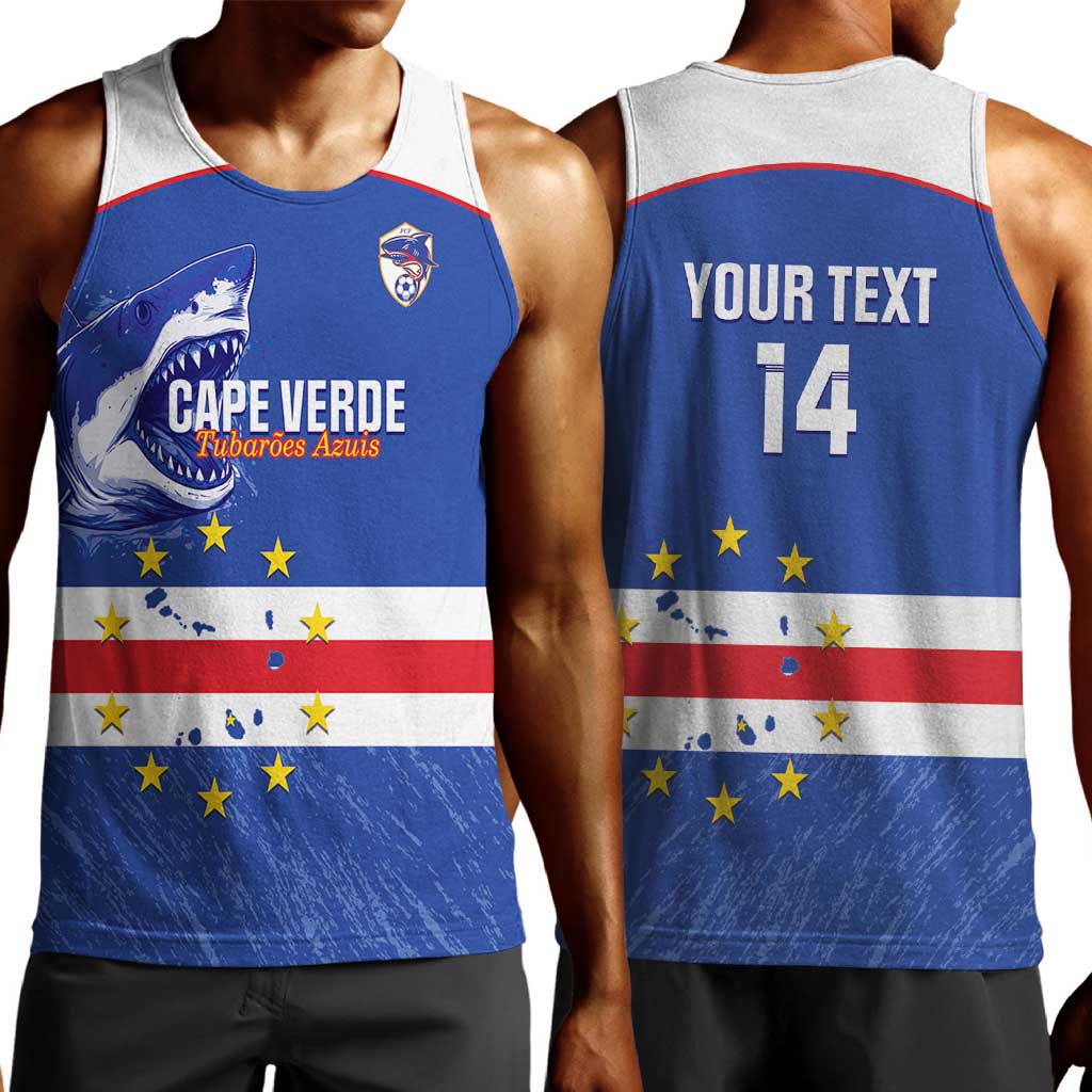 Cape Verde Football Custom Men Tank Top Come On Tubaroes Azuis Shark - African Pride