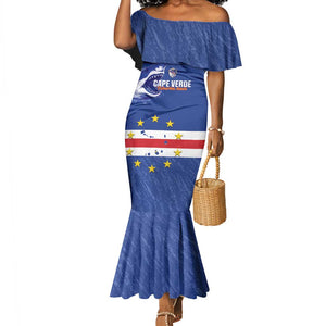 Cape Verde Football Custom Mermaid Dress Come On Tubaroes Azuis Shark - African Pride