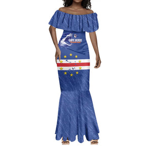 Cape Verde Football Custom Mermaid Dress Come On Tubaroes Azuis Shark - African Pride