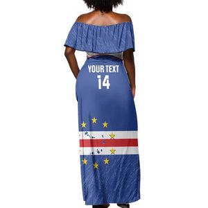 Cape Verde Football Custom Off Shoulder Maxi Dress Come On Tubaroes Azuis Shark - African Pride