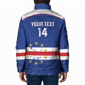 Cape Verde Football Custom Padded Jacket Come On Tubaroes Azuis Shark