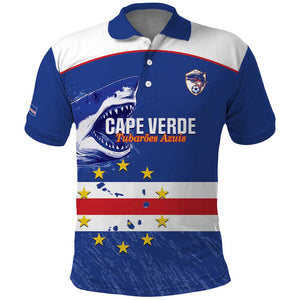 Cape Verde Football Custom Polo Shirt Come On Tubaroes Azuis Shark - African Pride