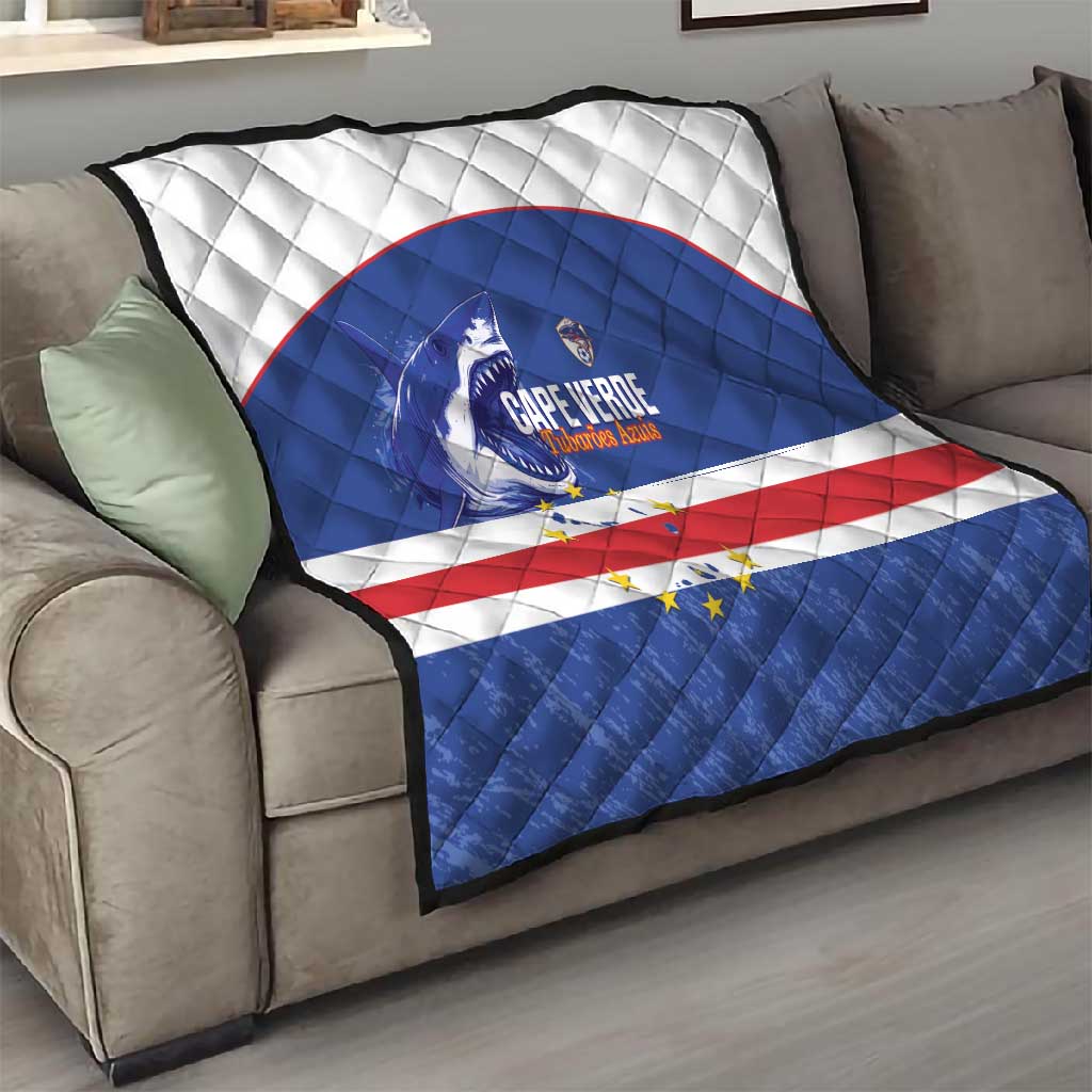 Cape Verde Football Quilt Come On Tubaroes Azuis Shark - African Pride