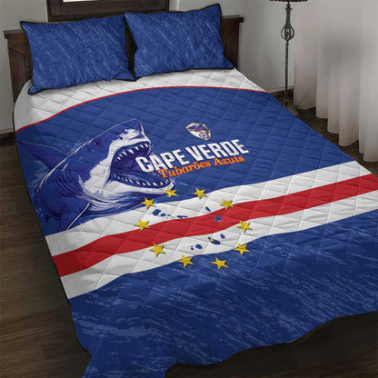 Cape Verde Football Quilt Bed Set Come On Tubaroes Azuis Shark - African Pride