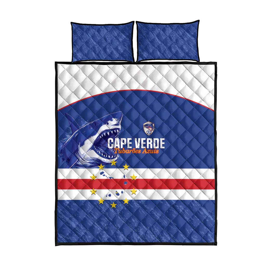 Cape Verde Football Quilt Bed Set Come On Tubaroes Azuis Shark - African Pride