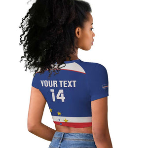 Cape Verde Football Custom Raglan Cropped T shirt Come On Tubaroes Azuis Shark - African Pride