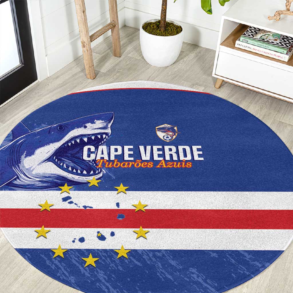 Cape Verde Football Round Carpet Come On Tubaroes Azuis Shark - African Pride