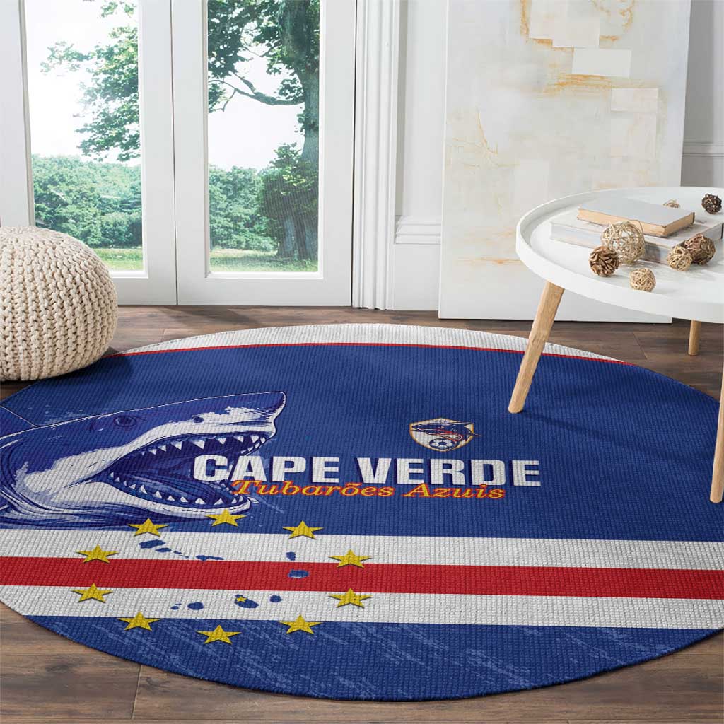 Cape Verde Football Round Carpet Come On Tubaroes Azuis Shark - African Pride