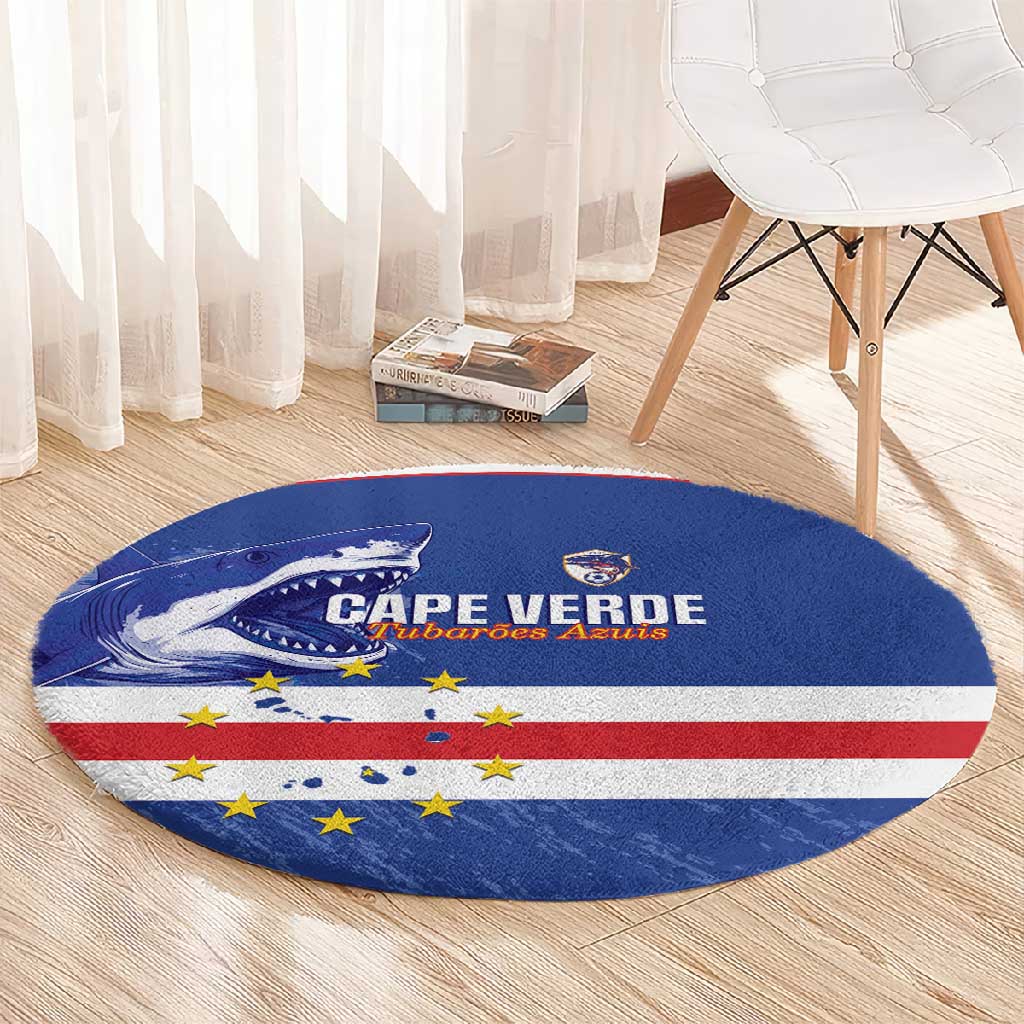 Cape Verde Football Round Carpet Come On Tubaroes Azuis Shark - African Pride