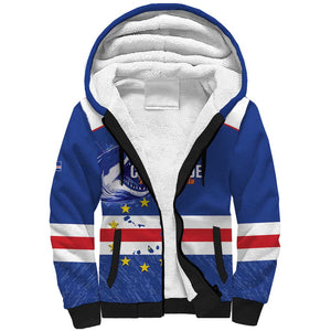 Cape Verde Football Custom Sherpa Hoodie Come On Tubaroes Azuis Shark - undefined