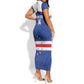 Cape Verde Football Custom Short Sleeve Bodycon Dress Come On Tubaroes Azuis Shark - African Pride