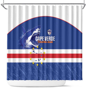 Cape Verde Football Shower Curtain Come On Tubaroes Azuis Shark - African Pride