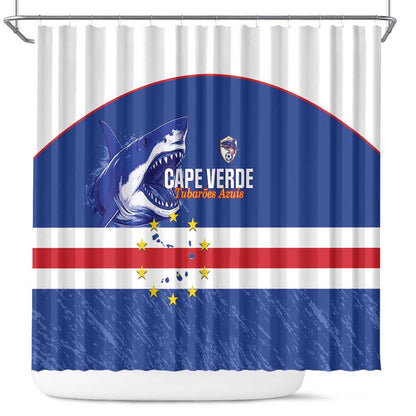 Cape Verde Football Shower Curtain Come On Tubaroes Azuis Shark - African Pride