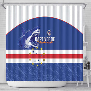 Cape Verde Football Shower Curtain Come On Tubaroes Azuis Shark - African Pride