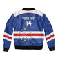Cape Verde Football Custom Sleeve Zip Bomber Jacket Come On Tubaroes Azuis Shark - African Pride