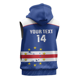 Cape Verde Football Custom Sleeveless Hoodie Come On Tubaroes Azuis Shark - African Pride