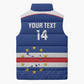 Cape Verde Football Custom Sleeveless Puffer Jacket Come On Tubaroes Azuis Shark