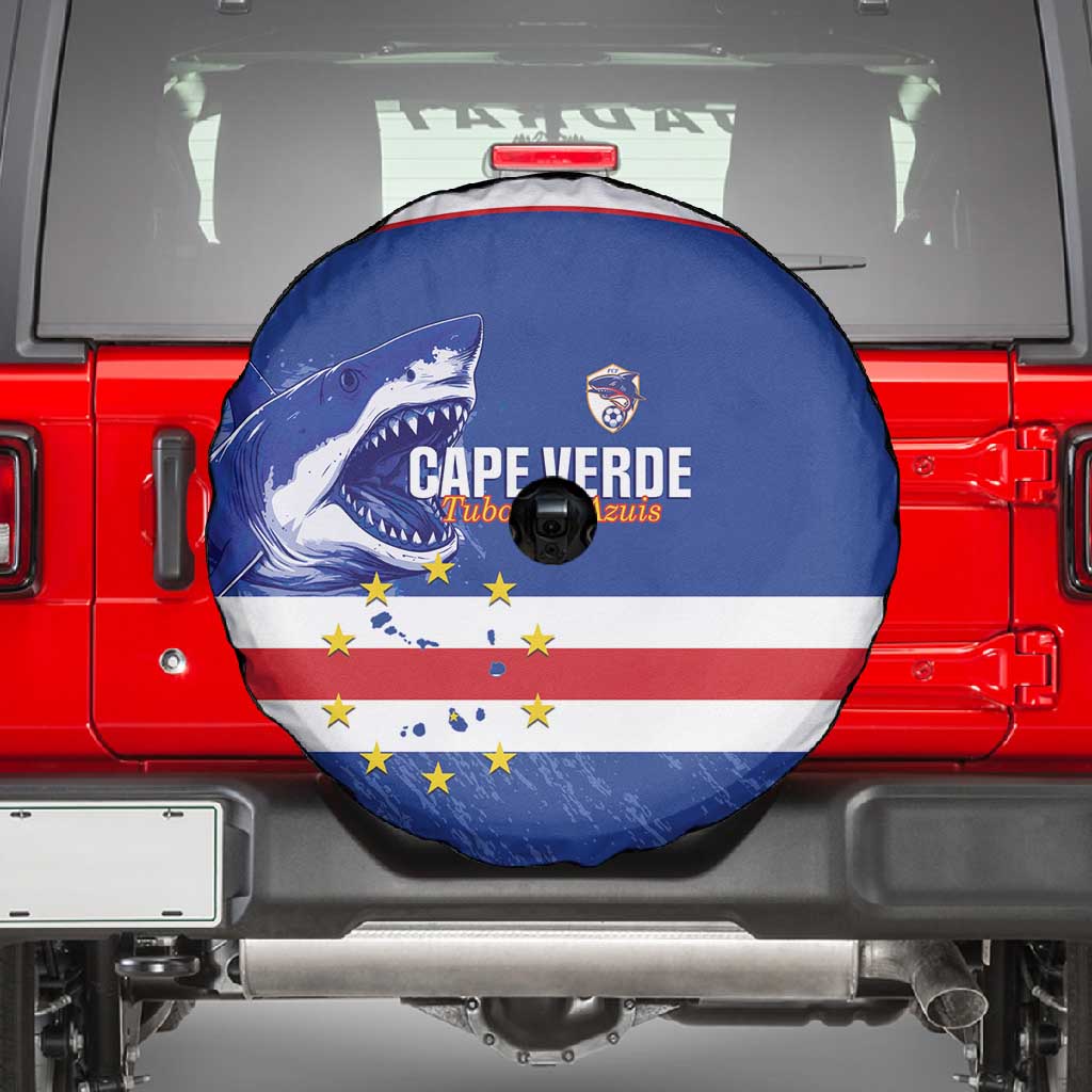 Cape Verde Football Spare Tire Cover Come On Tubaroes Azuis Shark - African Pride