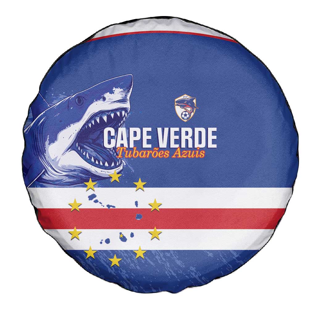 Cape Verde Football Spare Tire Cover Come On Tubaroes Azuis Shark - African Pride