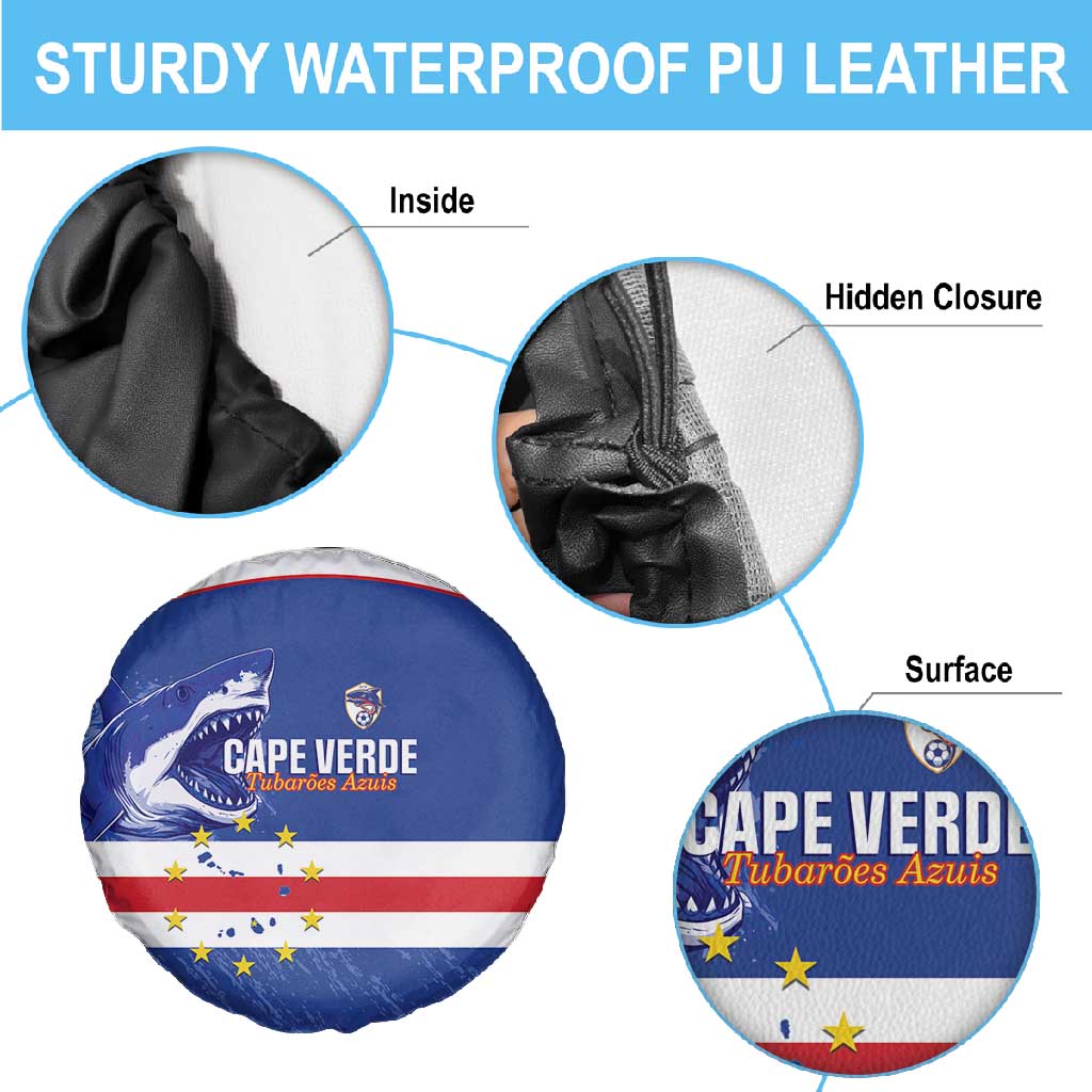 Cape Verde Football Spare Tire Cover Come On Tubaroes Azuis Shark - African Pride