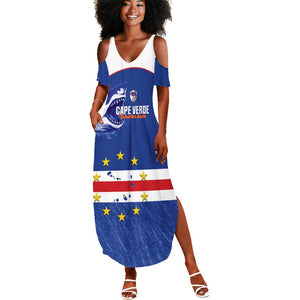 Cape Verde Football Custom Summer Maxi Dress Come On Tubaroes Azuis Shark - African Pride