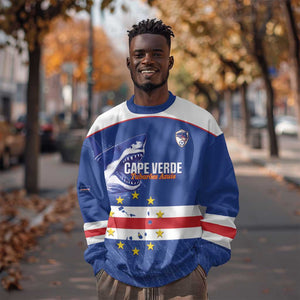 Cape Verde Football Custom Sweatshirt Come On Tubaroes Azuis Shark - African Pride