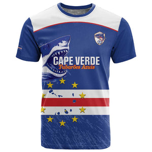 Cape Verde Football Custom T shirt Come On Tubaroes Azuis Shark - African Pride