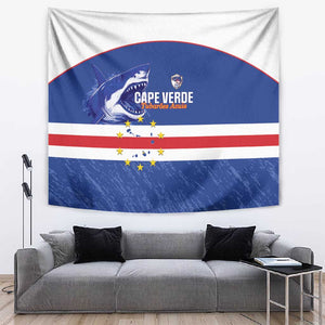 Cape Verde Football Tapestry Come On Tubaroes Azuis Shark - African Pride