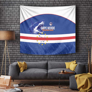 Cape Verde Football Tapestry Come On Tubaroes Azuis Shark - African Pride
