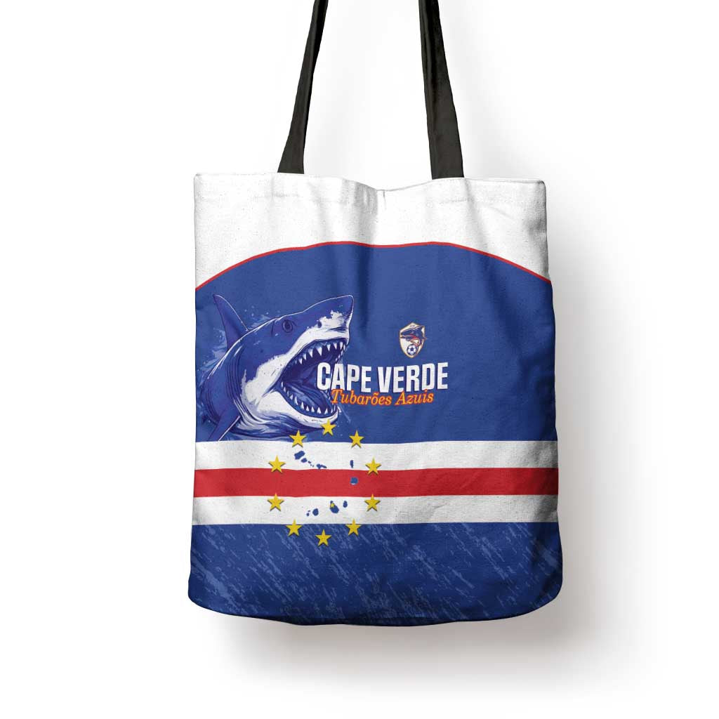 Cape Verde Football Tote Bag Come On Tubaroes Azuis Shark
