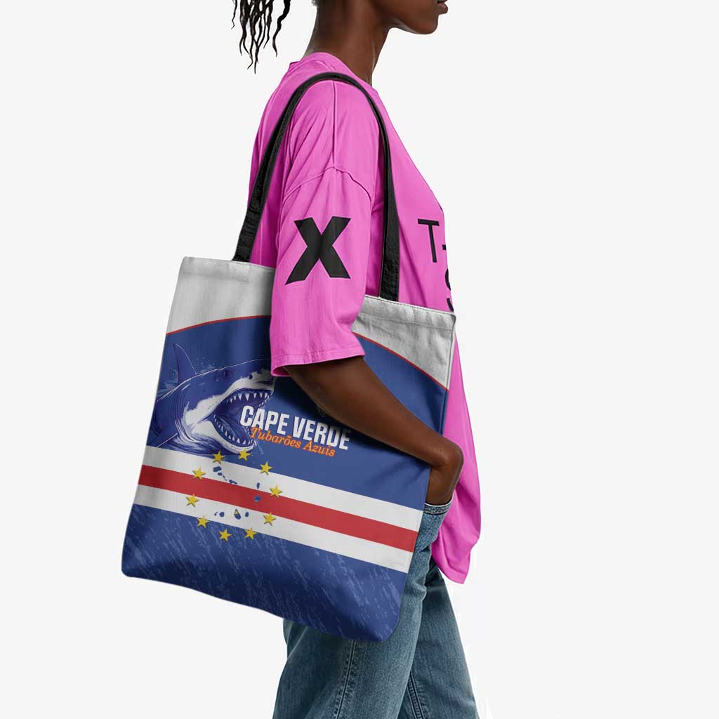 Cape Verde Football Tote Bag Come On Tubaroes Azuis Shark