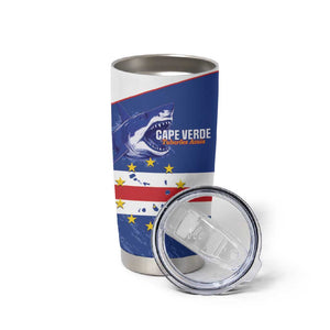Cape Verde Football Custom Tumbler Cup Come On Tubaroes Azuis Shark - African Pride
