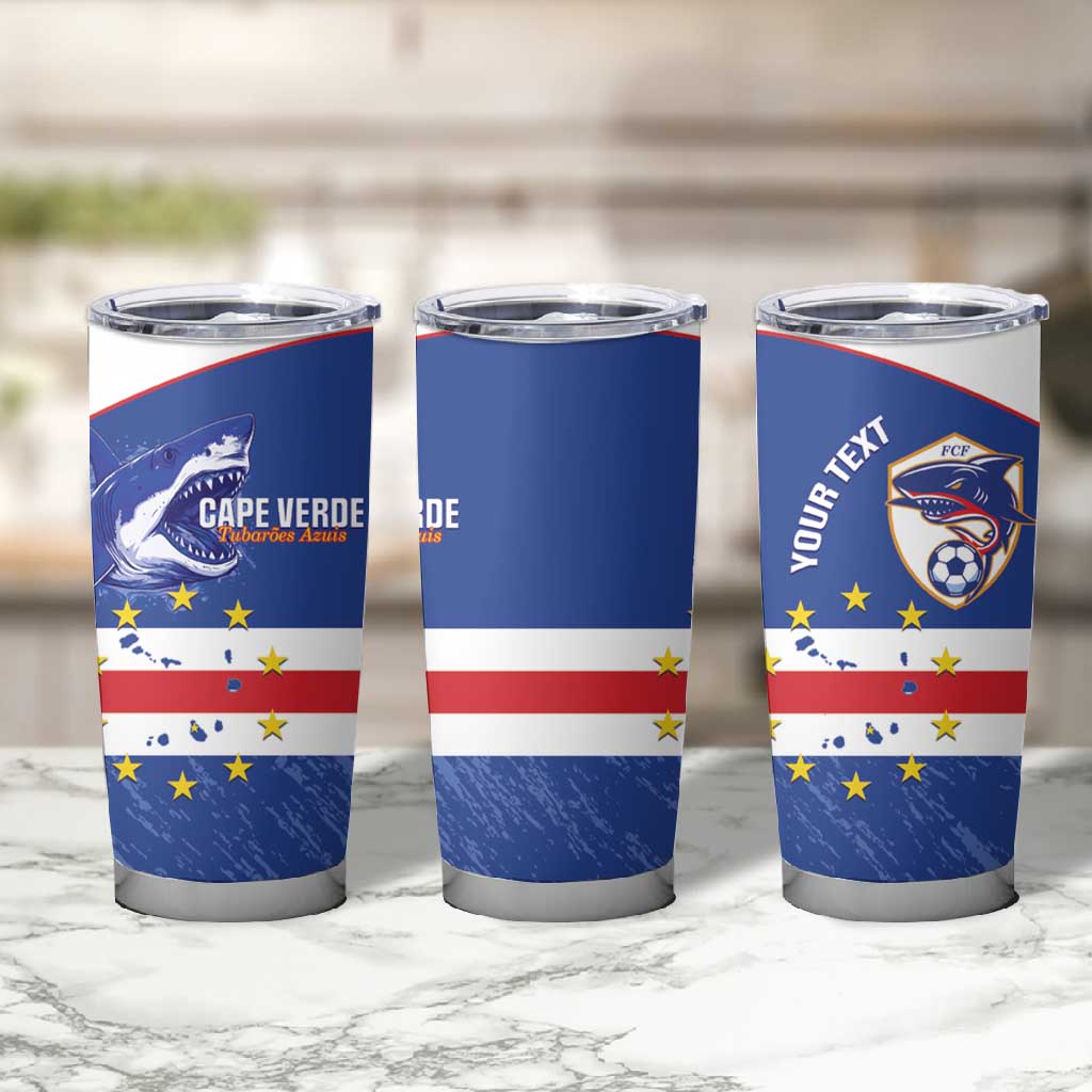 Cape Verde Football Custom Tumbler Cup Come On Tubaroes Azuis Shark - African Pride