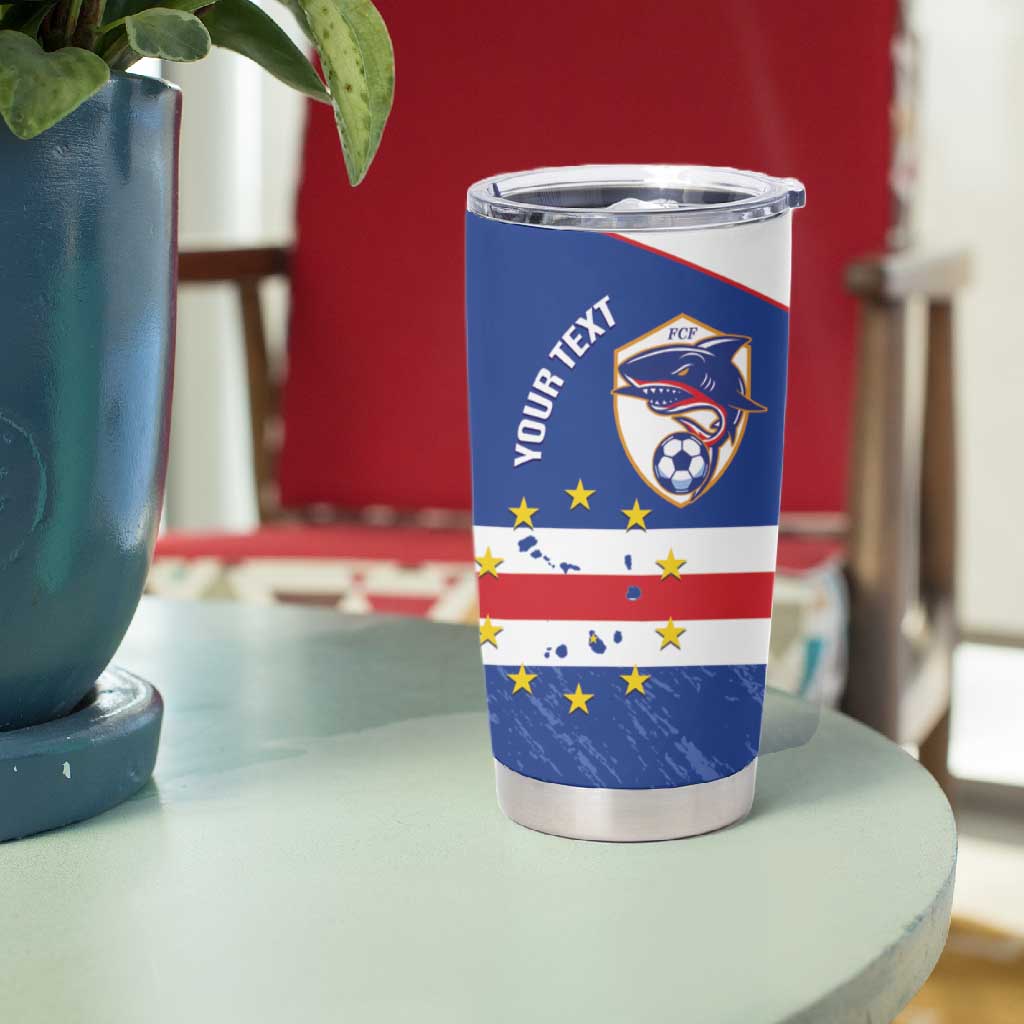 Cape Verde Football Custom Tumbler Cup Come On Tubaroes Azuis Shark - African Pride
