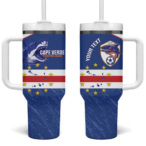 Cape Verde Football Custom Tumbler With Handle Come On Tubaroes Azuis Shark - African Pride