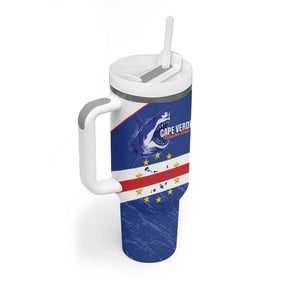Cape Verde Football Custom Tumbler With Handle Come On Tubaroes Azuis Shark - African Pride