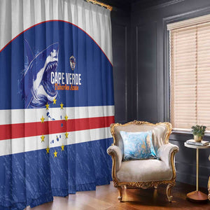 Cape Verde Football Window Curtain Come On Tubaroes Azuis Shark - African Pride