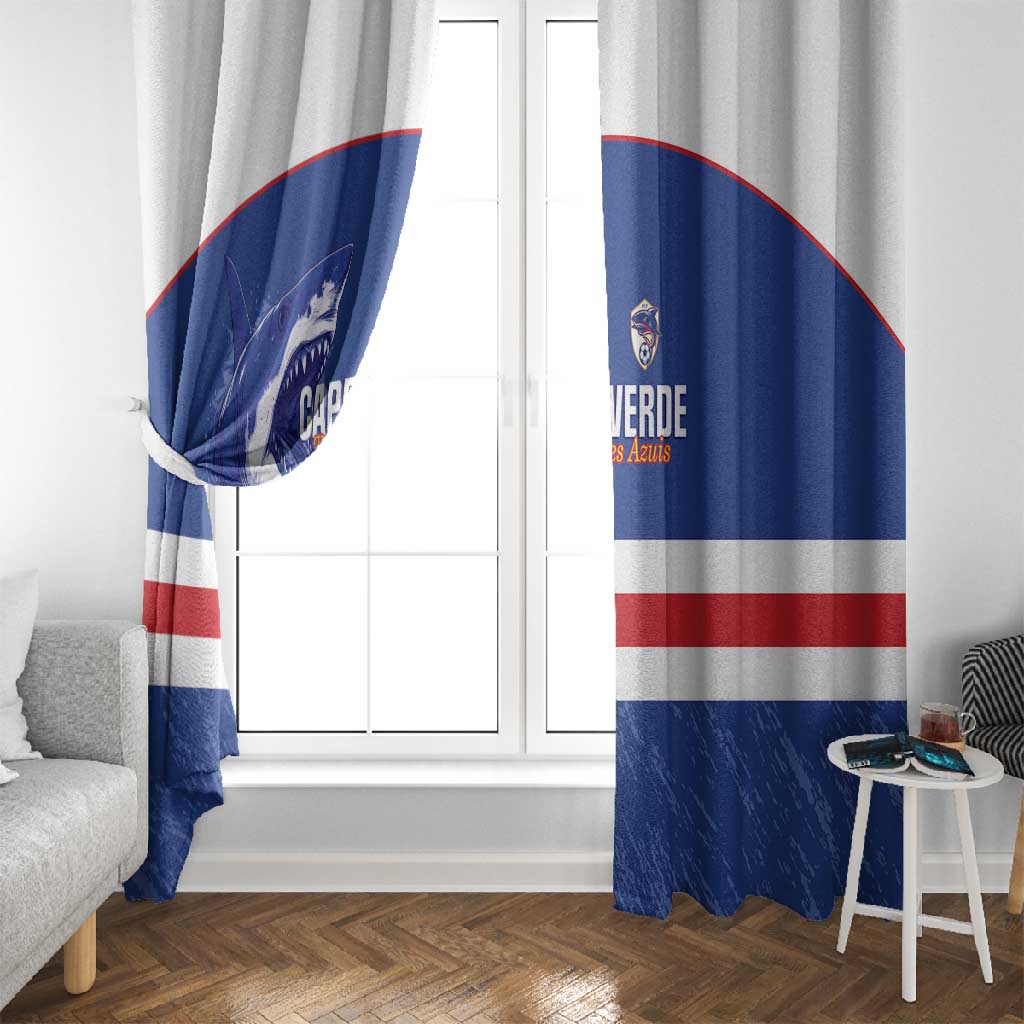 Cape Verde Football Window Curtain Come On Tubaroes Azuis Shark - African Pride