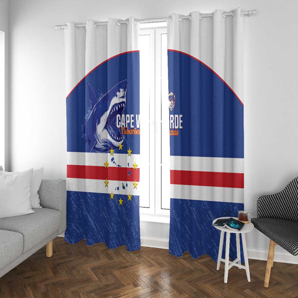 Cape Verde Football Window Curtain Come On Tubaroes Azuis Shark - African Pride