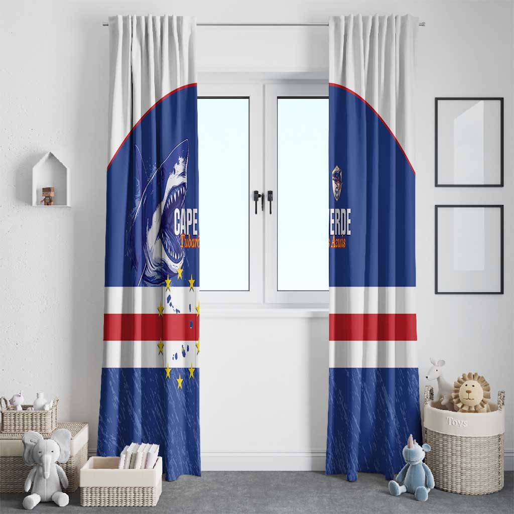 Cape Verde Football Window Curtain Come On Tubaroes Azuis Shark - African Pride