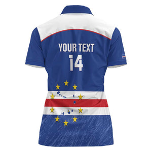 Cape Verde Football Custom Women Polo Shirt Come On Tubaroes Azuis Shark - African Pride