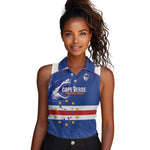 Cape Verde Football Custom Women Sleeveless Polo Shirt Come On Tubaroes Azuis Shark - African Pride